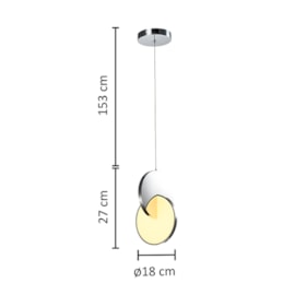 PENDENTE LED FUSION AÇO METAL E ALUMÍNIO CROMADO 11W 3000K | HEVVY 1199 SL-0542/H1 PENDENTE LED FUSION AÇO METAL E ALUMÍNIO CROMADO 11W 3000K | HEVVY 1199 SL-0542/H1
