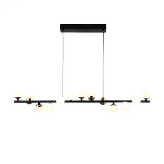 PENDENTE LED FUXICO RETANGULAR METAL E VIDRO PRETO, DOURADO E BRANCO 30W 3000K | BELLA ILUMINAÇÃO JU007