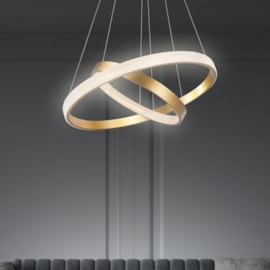 PENDENTE LED GYROS 3000K 50W BIVOLT Ø40x60CM ALUMÍNIO DOURADO| +LUZ PE-136/50.60DF PENDENTE LED GYROS 3000K 50W BIVOLT Ø40x60CM ALUMÍNIO DOURADO| +LUZ PE-136/50.60DF