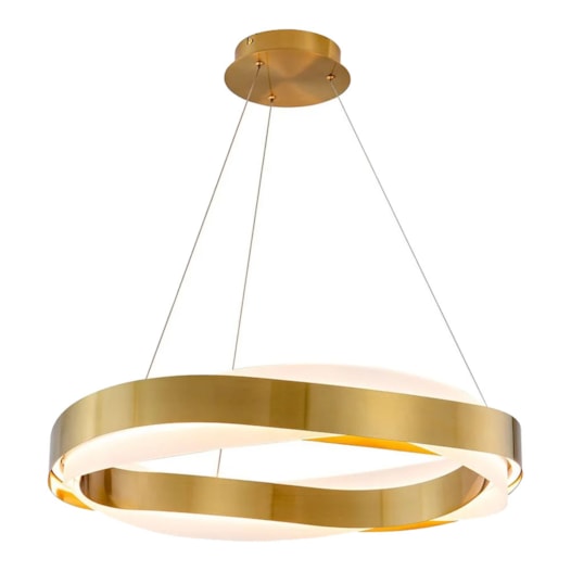 PENDENTE LED HARMONY REDONDO 3000K 80W BIVOLT Ø65X10CM METAL E ACRÍLICO DOURADO ESCOVADO | USINA IMPORTS UI20270/65DR