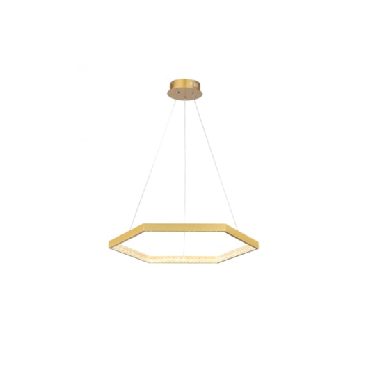 PENDENTE LED HEX SEXTAVADO 3000K 30W BIVOLT Ø60X3,5CM METAL E ACRÍLICO DOURADO E TRANSPARENTE | BELLA ILUMINAÇÃO GD004