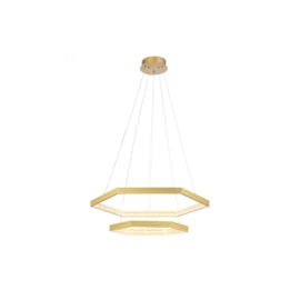 PENDENTE LED HEX SEXTAVADO DUPLO 3000K 50W METAL E ACRÍLICO DOURADO E TRANSP | BELLA ILUMINAÇÃO GD005 PENDENTE LED HEX SEXTAVADO DUPLO 3000K 50W METAL E ACRÍLICO DOURADO E TRANSP | BELLA ILUMINAÇÃO GD005