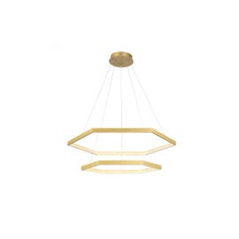 PENDENTE LED HEX SEXTAVADO DUPLO 3000K 70W BIVOLT 80X80X3,5CM METAL E ACRÍLICO DOURADO E TRANSP | BELLA ILUMINAÇÃO GD006