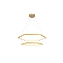 PENDENTE LED HEX SEXTAVADO DUPLO 3000K 70W BIVOLT 80X80X3,5CM METAL E ACRÍLICO DOURADO E TRANSP | BELLA ILUMINAÇÃO GD006 PENDENTE LED HEX SEXTAVADO DUPLO 3000K 70W BIVOLT 80X80X3,5CM METAL E ACRÍLICO DOURADO E TRANSP | BELLA ILUMINAÇÃO GD006