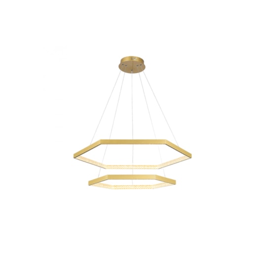 PENDENTE LED HEX SEXTAVADO DUPLO 3000K 70W BIVOLT 80X80X3,5CM METAL E ACRÍLICO DOURADO E TRANSP | BELLA ILUMINAÇÃO GD006 PENDENTE LED HEX SEXTAVADO DUPLO 3000K 70W BIVOLT 80X80X3,5CM METAL E ACRÍLICO DOURADO E TRANSP | BELLA ILUMINAÇÃO GD006