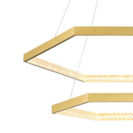 PENDENTE LED HEX SEXTAVADO DUPLO 3000K 70W BIVOLT 80X80X3,5CM METAL E ACRÍLICO DOURADO E TRANSP | BELLA ILUMINAÇÃO GD006