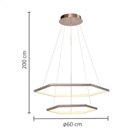PENDENTE LED HEXAGONAL AÇO INOX E SILICONE ROSE 30W 3000K | HEVVY 1221 SL-0519S/H2 ROSE PENDENTE LED HEXAGONAL AÇO INOX E SILICONE ROSE 30W 3000K | HEVVY 1221 SL-0519S/H2 ROSE