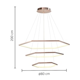 PENDENTE LED HEXAGONAL AÇO INOX E SILICONE ROSE 54W  3000K | HEVVY 1219 SL-0519S/H3 PENDENTE LED HEXAGONAL AÇO INOX E SILICONE ROSE 54W  3000K | HEVVY 1219 SL-0519S/H3