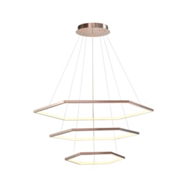 PENDENTE LED HEXAGONAL AÇO INOX E SILICONE ROSE 54W  3000K | HEVVY 1219 SL-0519S/H3 PENDENTE LED HEXAGONAL AÇO INOX E SILICONE ROSE 54W  3000K | HEVVY 1219 SL-0519S/H3