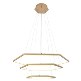 PENDENTE LED HEXÁGONO TRIPLO 3000K 70W BIVOLT Ø80CM ALUMÍNIO E SILICONE DOURADO | SINDORA ILUMINAÇÃO DCD015036 PENDENTE LED HEXÁGONO TRIPLO 3000K 70W BIVOLT Ø80CM ALUMÍNIO E SILICONE DOURADO | SINDORA ILUMINAÇÃO DCD015036