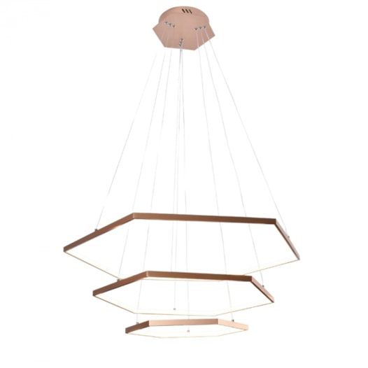 PENDENTE LED HEXÁGONO TRIPLO 3000K 70W BIVOLT Ø80CM ALUMÍNIO E SILICONE ROSÊ | SINDORA ILUMINAÇÃO DCD015037 PENDENTE LED HEXÁGONO TRIPLO 3000K 70W BIVOLT Ø80CM ALUMÍNIO E SILICONE ROSÊ | SINDORA ILUMINAÇÃO DCD015037