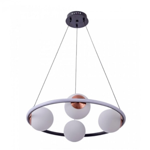 PENDENTE LED HOOP UNO 3000K 37W BIVOLT Ø60X15CM METAL E VIDRO PRETO E COBRE | NORDECOR 2308 PENDENTE LED HOOP UNO 3000K 37W BIVOLT Ø60X15CM METAL E VIDRO PRETO E COBRE | NORDECOR 2308