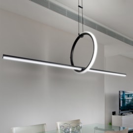 PENDENTE LED INFINITY 3000K 39W BIVOLT Ø41CM METAL PRETO FOSCO| +LUZ PE-121/39.130PF