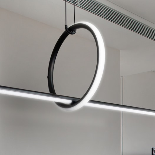 PENDENTE LED INFINITY 3000K 39W BIVOLT Ø41CM METAL PRETO FOSCO| +LUZ PE-121/39.130PF PENDENTE LED INFINITY 3000K 39W BIVOLT Ø41CM METAL PRETO FOSCO| +LUZ PE-121/39.130PF