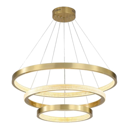 PENDENTE LED INTENSE REDONDO 3000K 140W BIVOLT Ø80CM ALUMÍNIO E ACRÍLICO DOURADO ESCOVADO | USINA IMPORTS UI20000/3DR PENDENTE LED INTENSE REDONDO 3000K 140W BIVOLT Ø80CM ALUMÍNIO E ACRÍLICO DOURADO ESCOVADO | USINA IMPORTS UI20000/3DR