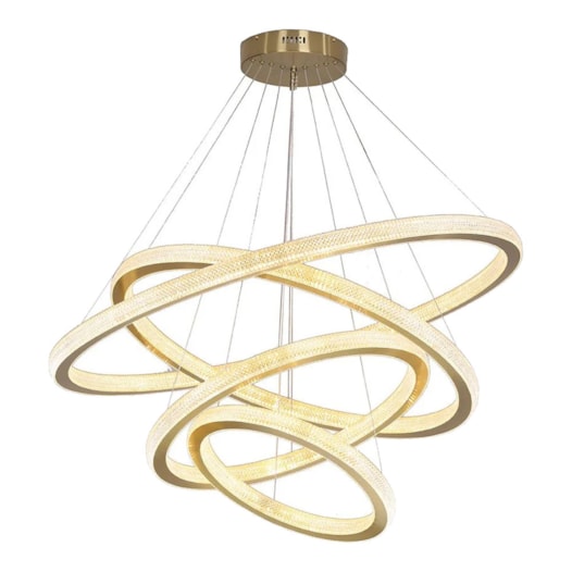 PENDENTE LED INTENSE REDONDO 3000K 240W BIVOLT Ø100CM ALUMÍNIO E ACRÍLICO DOURADO ESCOVADO | USINA IMPORTS UI20000/4DR PENDENTE LED INTENSE REDONDO 3000K 240W BIVOLT Ø100CM ALUMÍNIO E ACRÍLICO DOURADO ESCOVADO | USINA IMPORTS UI20000/4DR