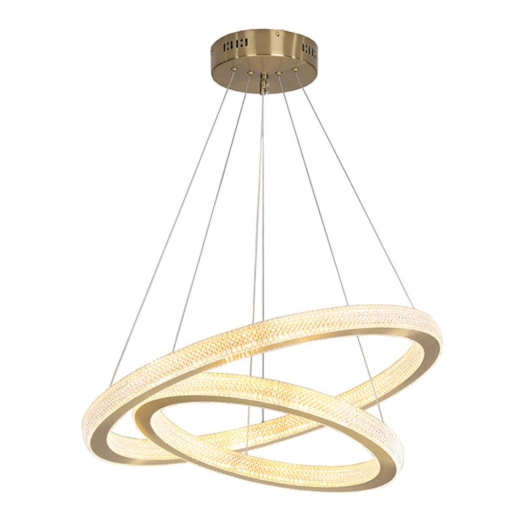 PENDENTE LED INTENSE REDONDO 3000K 48W BIVOLT Ø60CM ALUMÍNIO E ACRÍLICO DOURADO ESCOVADO | USINA IMPORTS UI20000/2DR PENDENTE LED INTENSE REDONDO 3000K 48W BIVOLT Ø60CM ALUMÍNIO E ACRÍLICO DOURADO ESCOVADO | USINA IMPORTS UI20000/2DR