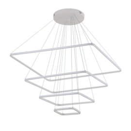 PENDENTE LED INVERSE QUADRADO 3000K 120W BIVOLT 80X80CM ALUMÍNIO BRANCO | NORDECOR 2169-1