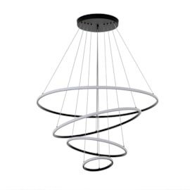 PENDENTE LED INVERSE RED. 4*AROS 99W 3000K PRETO | NORDECOR 2167