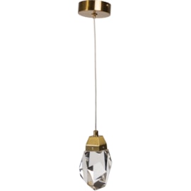 PENDENTE LED JOULIE 3000K 3W BIVOLT Ø8X13CM CRISTAL E METAL TRANSPARENTE E DOURADO | SKYLIGHT SKY-4012