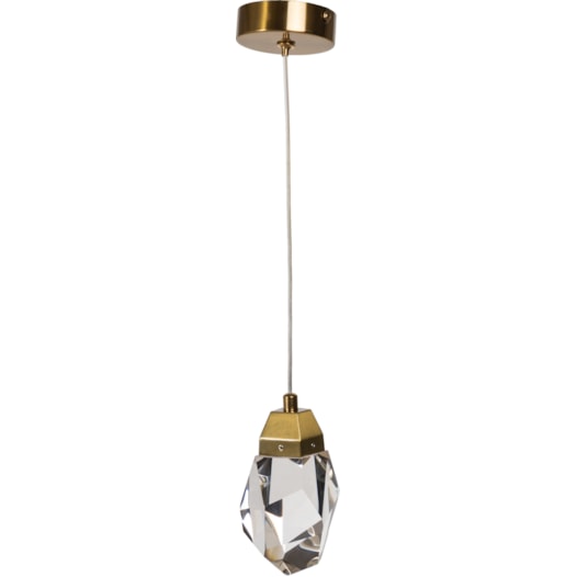 PENDENTE LED JOULIE 3000K 3W BIVOLT Ø8X13CM CRISTAL E METAL TRANSPARENTE E DOURADO | SKYLIGHT SKY-4012 PENDENTE LED JOULIE 3000K 3W BIVOLT Ø8X13CM CRISTAL E METAL TRANSPARENTE E DOURADO | SKYLIGHT SKY-4012