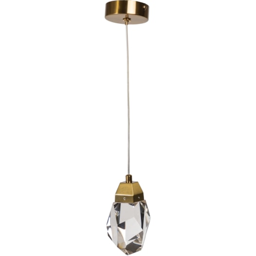 PENDENTE LED JOULIE 3000K 3W BIVOLT Ø8X13CM CRISTAL E METAL TRANSPARENTE E DOURADO | SKYLIGHT SKY-4012