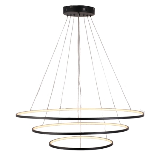 PENDENTE LED JÚPITER ANEL REDONDO TRIPLO 3000K 46W BIVOLT Ø80CM METAL PRETO | SKYLIGHT SKY-3037PT PENDENTE LED JÚPITER ANEL REDONDO TRIPLO 3000K 46W BIVOLT Ø80CM METAL PRETO | SKYLIGHT SKY-3037PT