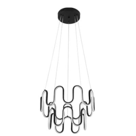 PENDENTE LED KELI 3000K 82W BIVOLT Ø42X32CM ALUMÍNIO PRETO | NORDECOR 2225