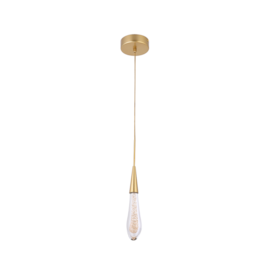 PENDENTE LED LEAH 3000K 3W BIVOLT Ø5,5X33CM VIDRO E ALUMÍNIO DOURADO | NORDECOR 2409