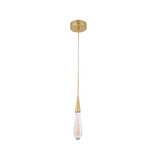 PENDENTE LED LEAH 3000K 3W BIVOLT Ø5,5X33CM VIDRO E ALUMÍNIO DOURADO | NORDECOR 2409