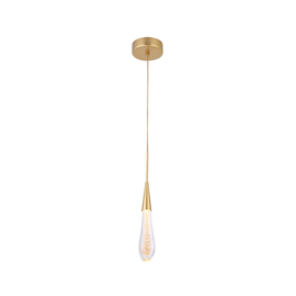 PENDENTE LED LEAH 3000K 3W BIVOLT Ø5,5X33CM VIDRO E ALUMÍNIO DOURADO | NORDECOR 2409