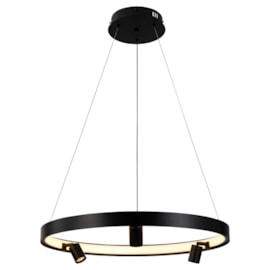 PENDENTE LED LILLA REDONDO 3000K 48W BIVOLT Ø60X180CM ALUMÍNIO E SILICONE PRETO | NORDECOR 2539