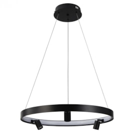 PENDENTE LED LILLA REDONDO 3000K 48W BIVOLT Ø60X180CM ALUMÍNIO E SILICONE PRETO | NORDECOR 2539