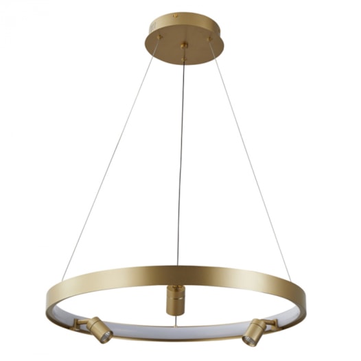 PENDENTE LED LILLA REDONDO 3000K 48W BIVOLT Ø60X180CM DOURADO FOSCO | NORDECOR 2540