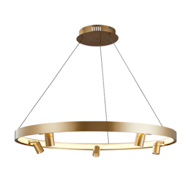 PENDENTE LED LILLA REDONDO 3000K 52W BIVOLT Ø80X300CM DOURADO FOSCO | NORDECOR 2542