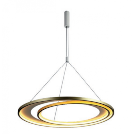 PENDENTE LED LOOP METAL BRANCO E DOURADO 76W 3000K | BELLA ILUMINAÇÃO HM010WG