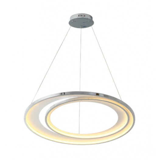 PENDENTE LED LOOP METAL CROMADO E BRANCO 76W 3000K