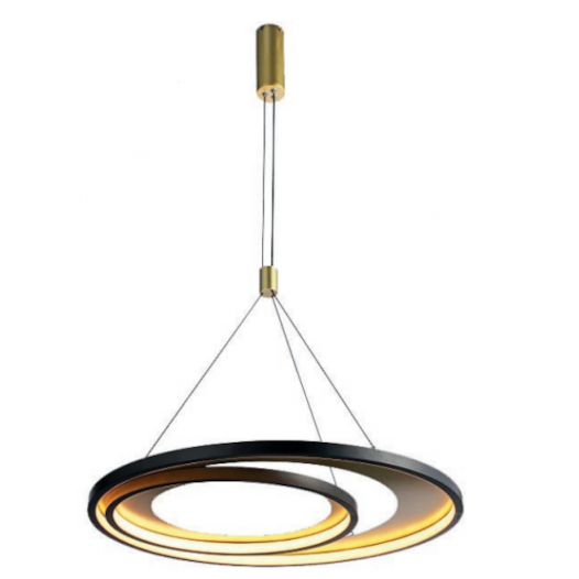 PENDENTE LED LOOP METAL PRETO E DOURADO 48W 3000K | BELLA ILUMINAÇÃO HM009BG