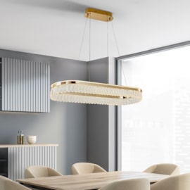 PENDENTE LED LUX RETANGULAR 3000K 52W BIVOLT Ø78X30CM ALUMÍNIO E CRISTAL BRONZE | +LUZ PE-188/52.78BRO PENDENTE LED LUX RETANGULAR 3000K 52W BIVOLT Ø78X30CM ALUMÍNIO E CRISTAL BRONZE | +LUZ PE-188/52.78BRO