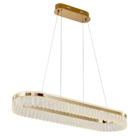 PENDENTE LED LUX RETANGULAR 3000K 52W BIVOLT Ø78X30CM ALUMÍNIO E CRISTAL BRONZE | +LUZ PE-188/52.78BRO PENDENTE LED LUX RETANGULAR 3000K 52W BIVOLT Ø78X30CM ALUMÍNIO E CRISTAL BRONZE | +LUZ PE-188/52.78BRO