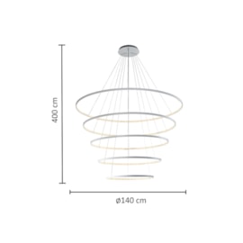PENDENTE LED MILANO ALUMÍNIO E ACRÍLICO BRANCO 157W 3000K | HEVVY 1225 SL-0515/H5 WH PENDENTE LED MILANO ALUMÍNIO E ACRÍLICO BRANCO 157W 3000K | HEVVY 1225 SL-0515/H5 WH