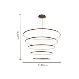 PENDENTE LED MILANO ALUMÍNIO E ACRÍLICO CAFÉ 157W 3000K | HEVVY 1226 SL-0515/H5 COFFEE