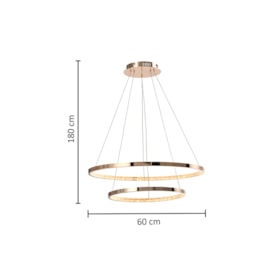 PENDENTE LED MILANO ALUMÍNIO E ACRÍLICO DOURADO 32W 3000K | HEVVY 1223 SL-0515/H2