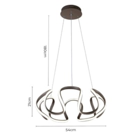 PENDENTE LED MISA 3000K 62W BIVOLT Ø55X25CM ALUMÍNIO MARROM | NORDECOR 2086