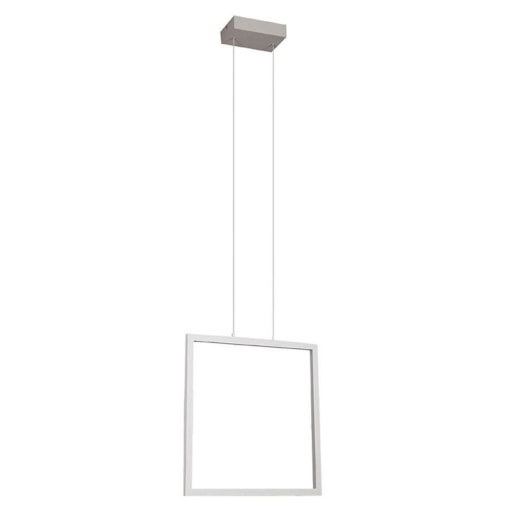 PENDENTE LED MONTAGGIO QUADRADO 2700K 35W BIVOLT 44,4X44,4CM METAL E ACRÍLICO BRANCO | +LUZ PE-102/35.27BF