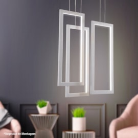 PENDENTE LED MONTAGGIO RETANGULAR 2700K 32W BIVOLT 58,2X24,2CM METAL E ACRÍLICO BRANCO | +LUZ PE-101/32.27BF PENDENTE LED MONTAGGIO RETANGULAR 2700K 32W BIVOLT 58,2X24,2CM METAL E ACRÍLICO BRANCO | +LUZ PE-101/32.27BF