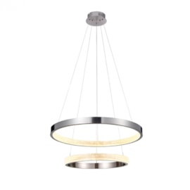 PENDENTE LED OCA ANEL REDONDO DUPLO METAL E ACRÍLICO NÍQUEL E TRANSPARENTE 74W 3000K | BELLA ILUMINAÇÃO GD003NK