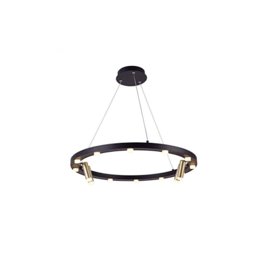 PENDENTE LED OCCHIO REDONDO 3000K 48W BIVOLT Ø65X10CM METAL DOURADO E PRETO | BELLA ILUMINAÇÃO JJ014