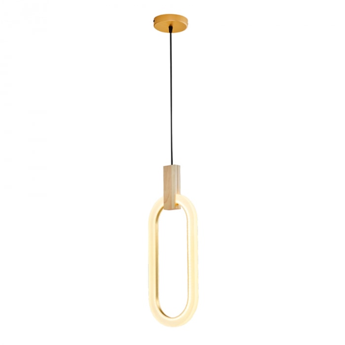 PENDENTE LED OLSON ACRÍLICO METAL E MADEIRA 9W 3000K | HEVVY 1111