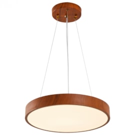 PENDENTE LED ORIS REDONDO 3000K 24W BIVOLT Ø40X5CM METAL E ACRÍLICO IMBUIA | NORDECOR 2454